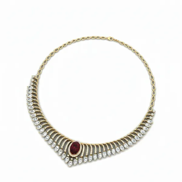 Shimmering Filigree Diamond Necklace - View 3
