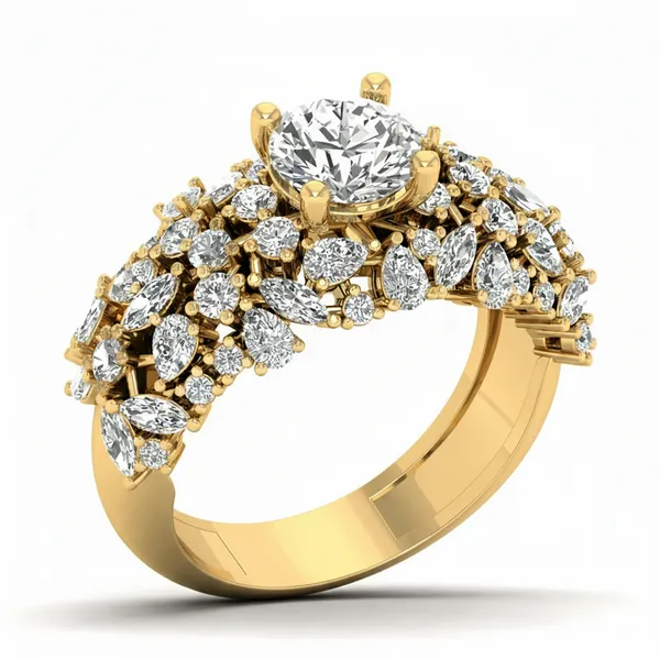 Stately Swirl Diamond Ring - Laboratory-Grown Diamond Ladies Ring