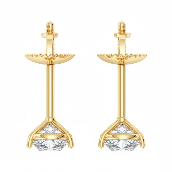 Estella Arch Solitaire Earrings - View 4