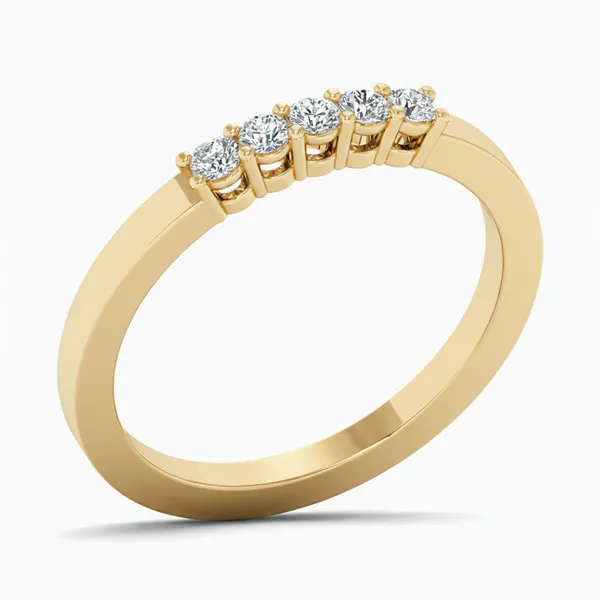 Golden Modern Diamond Ring - Laboratory-Grown Diamond Ladies Ring