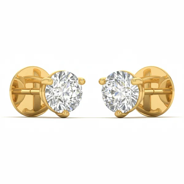 Briolette Single Diamond Studs - View 2