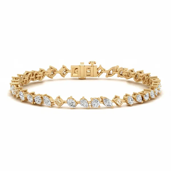Exquisite Box-Chain Diamond Bracelet - Laboratory-Grown Diamond Ladies Bracelet