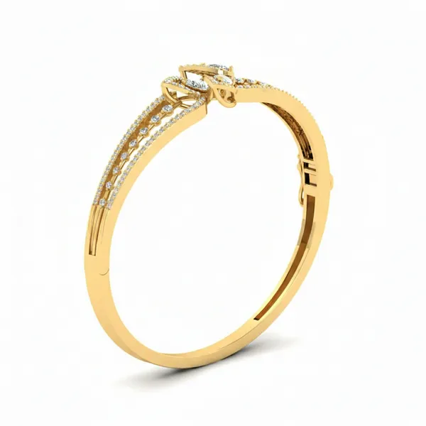 Shimmering Cuff Diamond Bangle - View 2
