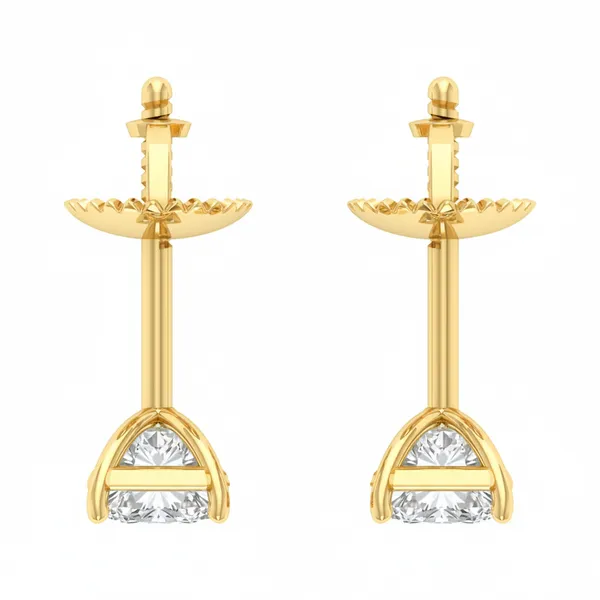 Diamante Halo Solo Stone Earrings - View 4