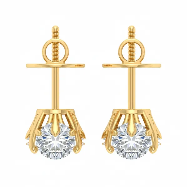 The Lucente Lotus Solitaire Studs - View 4