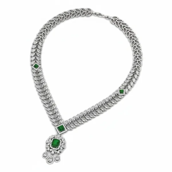Ravishing Diamond-Line Diamond Necklace - View 3