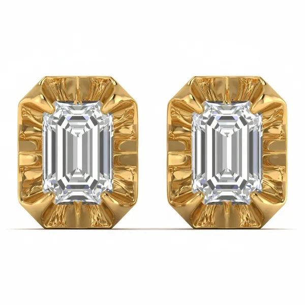 Fantasque Crown Solitaire Studs - Laboratory-Grown Diamond Stud Earrings