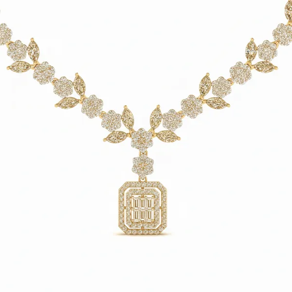 Sleek Festoon Diamond Necklace - View 3