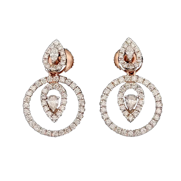 Graceful Halo Diamond Earring & Mangalsutra Set - Laboratory-Grown Diamond Earring & Pendant Set