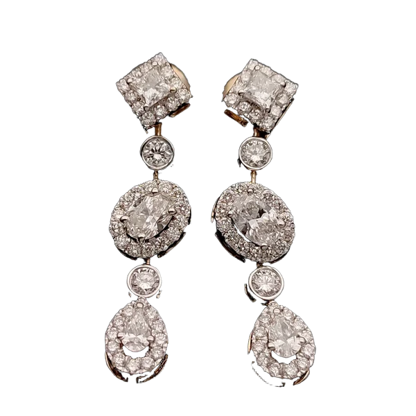 Radiant Lattice Diamond Earrings - View 2