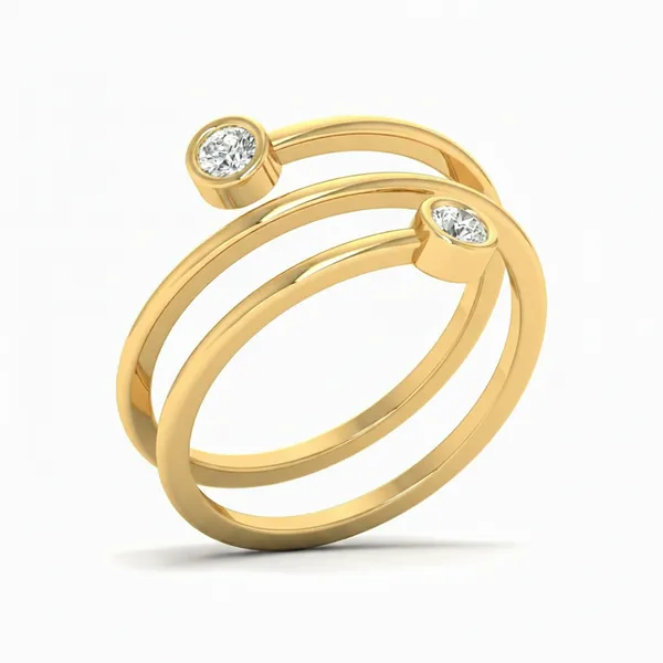 Golden Vintage Diamond Ring - Laboratory-Grown Diamond Ladies Ring