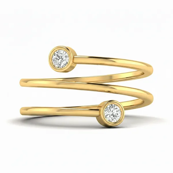 Golden Vintage Diamond Ring - View 2