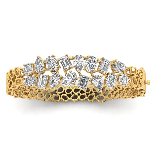 Sculptural Hinged Diamond Bangle - Laboratory-Grown Diamond Bangle