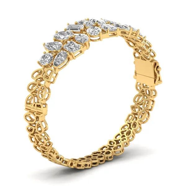 Sculptural Hinged Diamond Bangle - View 2