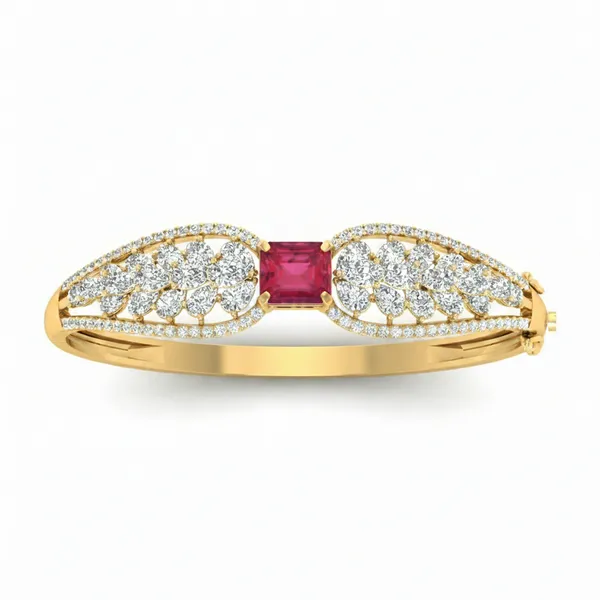 Pristine Floral Diamond Bangle - View 5