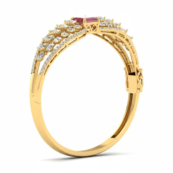 Pristine Floral Diamond Bangle - View 6