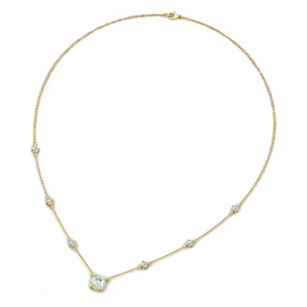 Pristine Diamond-Line Diamond Necklace - View 3