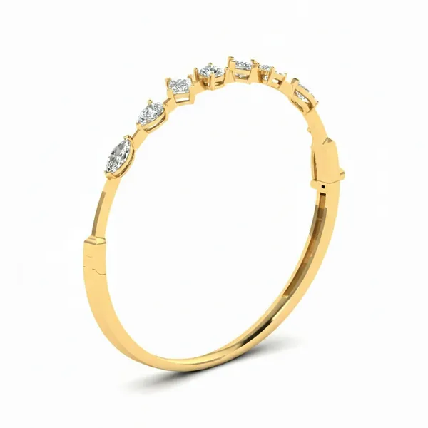Sophisticated Golden Hour Diamond Bangle - View 2
