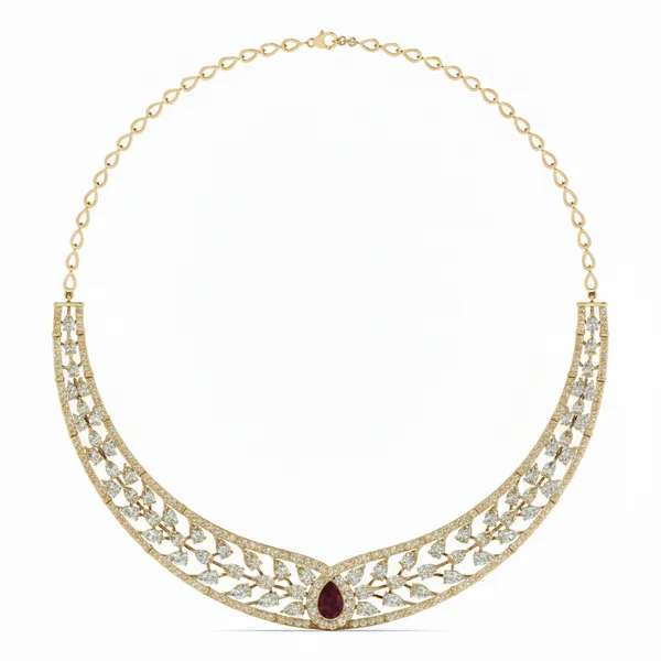 Ornate Waterfall Diamond Necklace - Laboratory-Grown Diamond Necklace