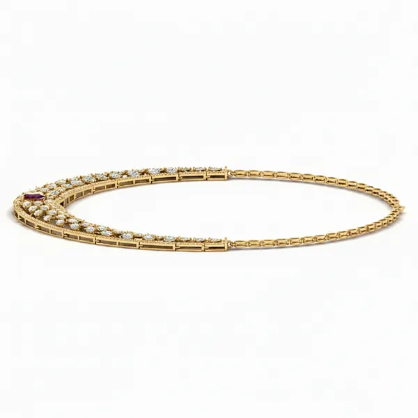Ornate Waterfall Diamond Necklace - View 2
