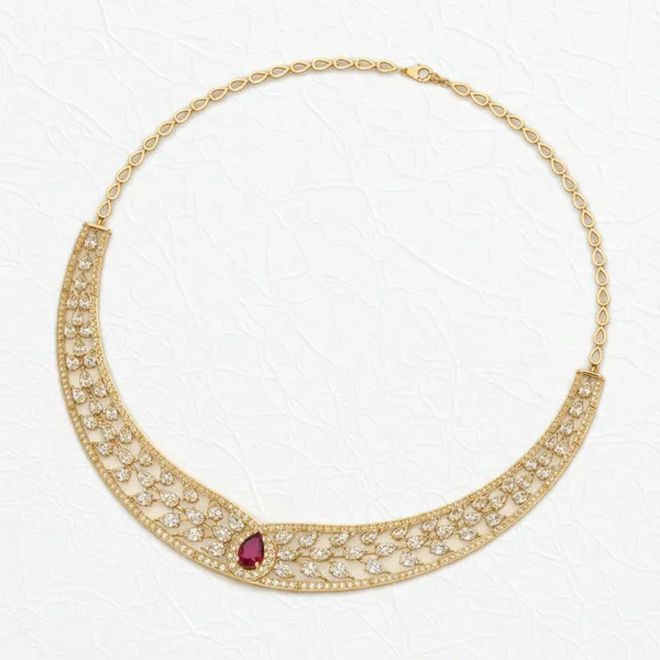 Ornate Waterfall Diamond Necklace - View 3