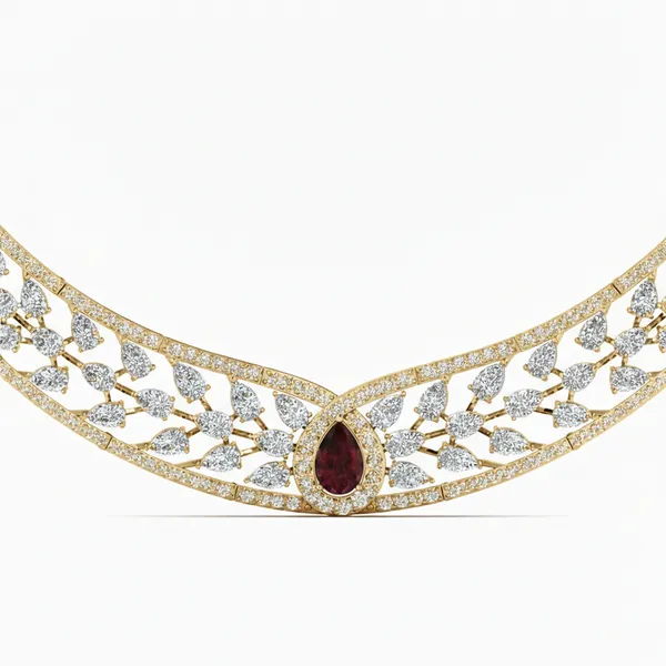 Ornate Waterfall Diamond Necklace - View 4