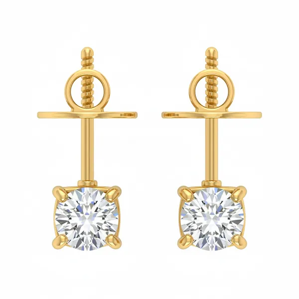 The Bellezza Lotus Solitaire Studs - View 4