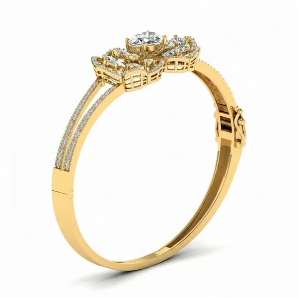 Statuesque Cuff Diamond Bangle - View 2