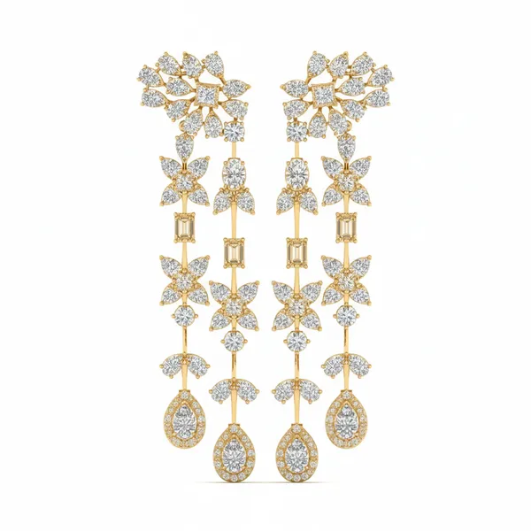 The Fantasia Plume Statement Chandelier - Laboratory-Grown Diamond Earrings