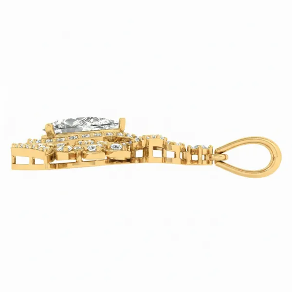Stately Feather Diamond Pendant - View 3