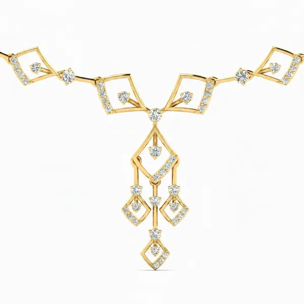 Ethereal Diamond-Line Diamond Necklace - View 4