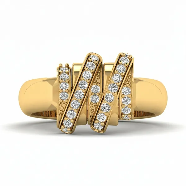 Ornate Crown Diamond Ring - View 2