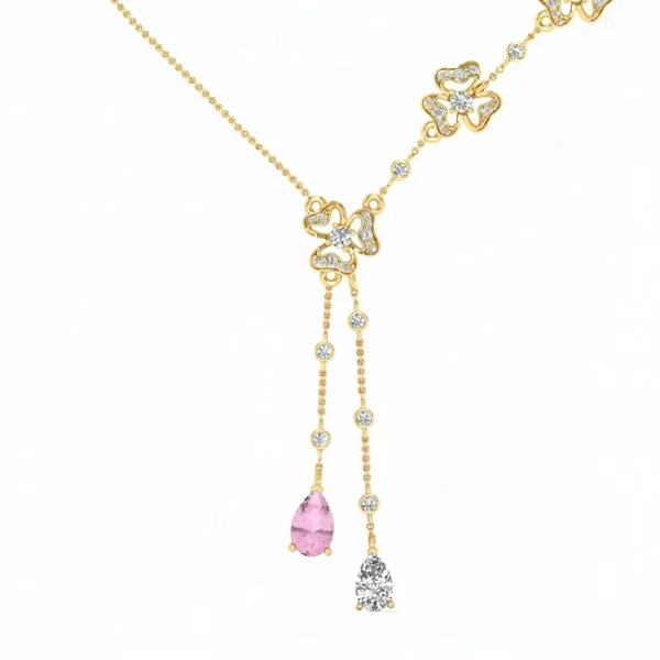 Delicate Festoon Diamond Necklace - View 4