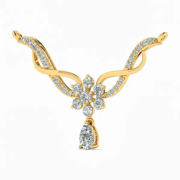 Statuesque Floral Diamond Mangalsutra - View 2