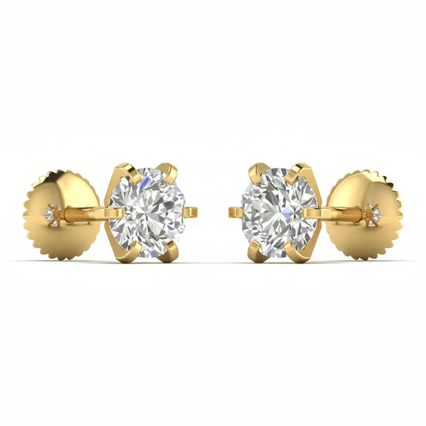 The Celine Lotus Solitaire Earrings - View 2