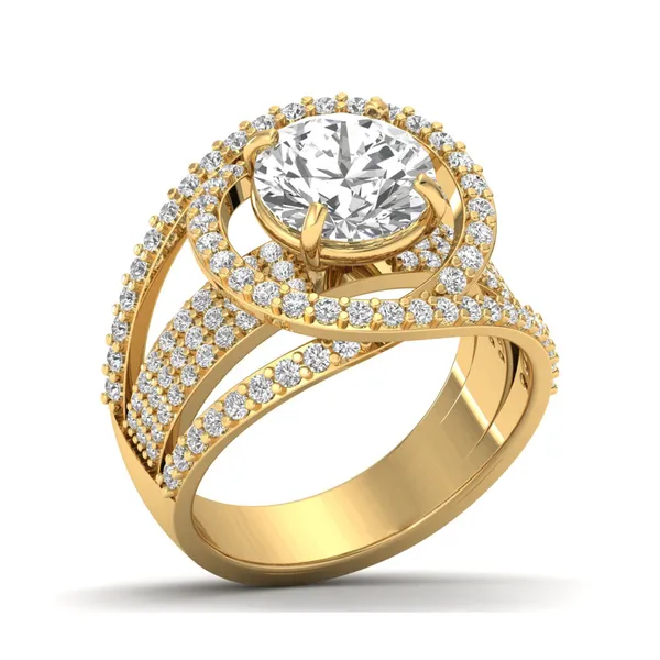 Gleaming Filigree Diamond Ring - Laboratory-Grown Diamond Ladies Ring