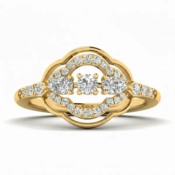 Elegant Signet Diamond Ring - View 2