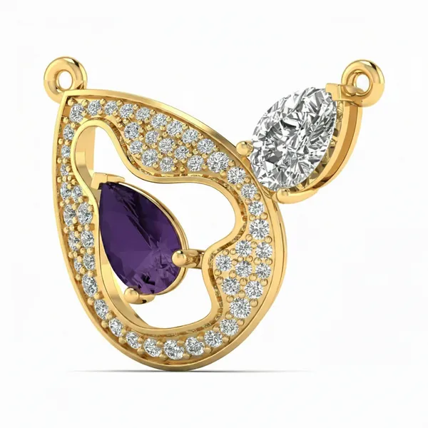 Ornate Minimalist Diamond Pendant - View 2