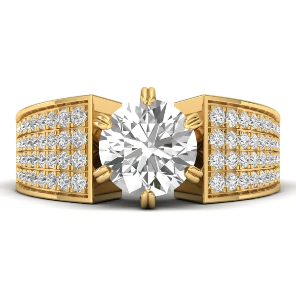 Golden Split-Shank Diamond Ring - View 2