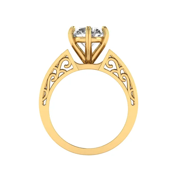 Golden Split-Shank Diamond Ring - View 3
