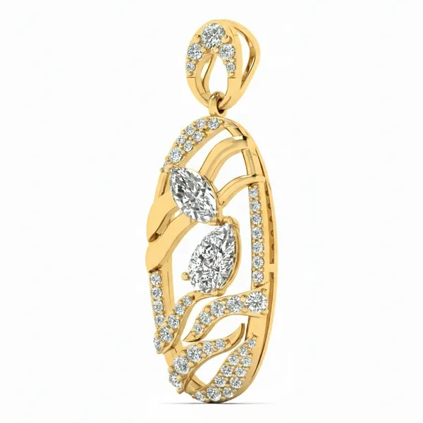 Delicate Crescent Diamond Pendant - View 2