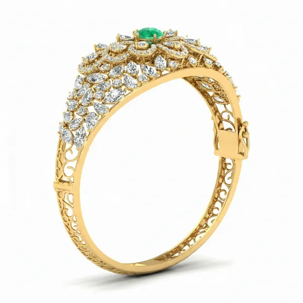 Sleek Cascade Diamond Bangle - View 2