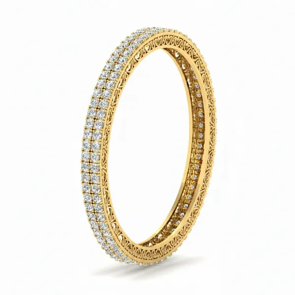 Sparkling Ribbon Diamond Bangle - View 2