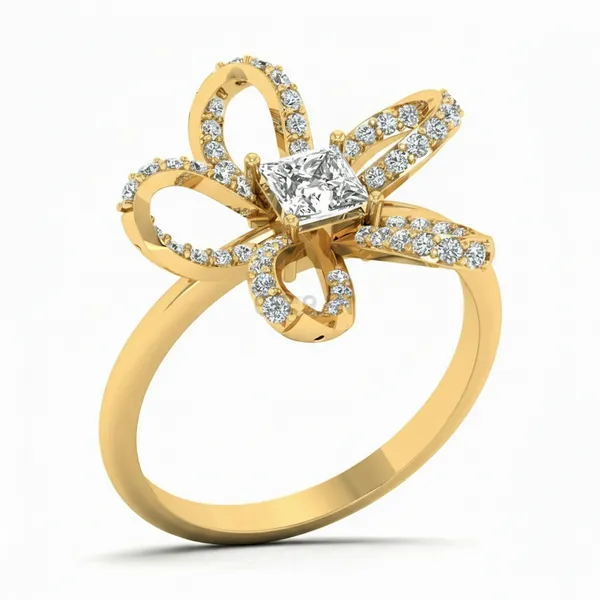 Golden Channel Diamond Ring - Laboratory-Grown Diamond Ladies Ring