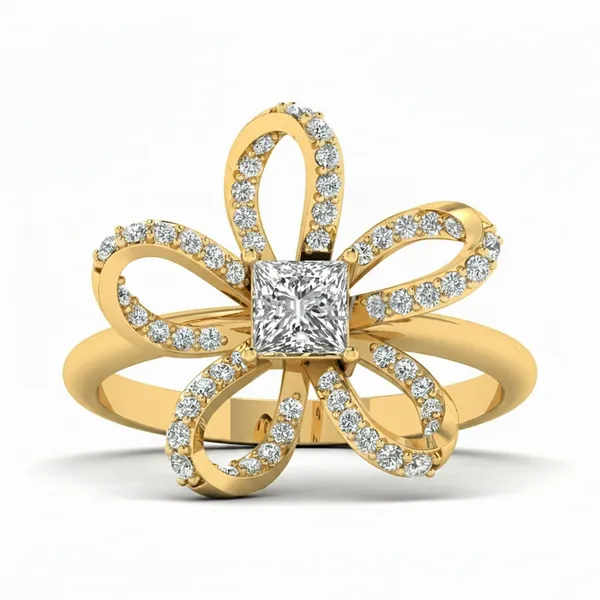 Golden Channel Diamond Ring - View 2