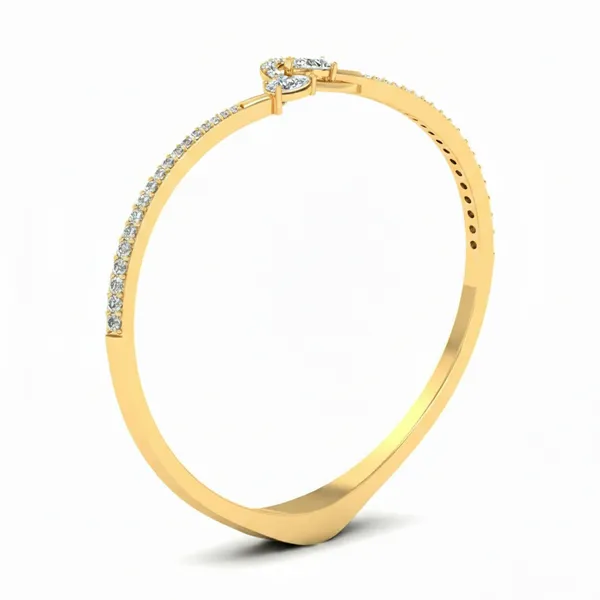 Stunning Geometric Diamond Bangle - View 2