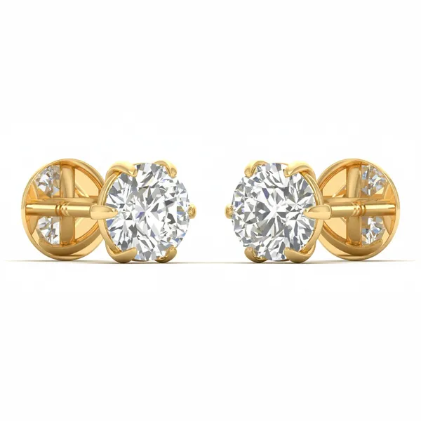 Yasmine Lotus Solitaire Studs - View 2