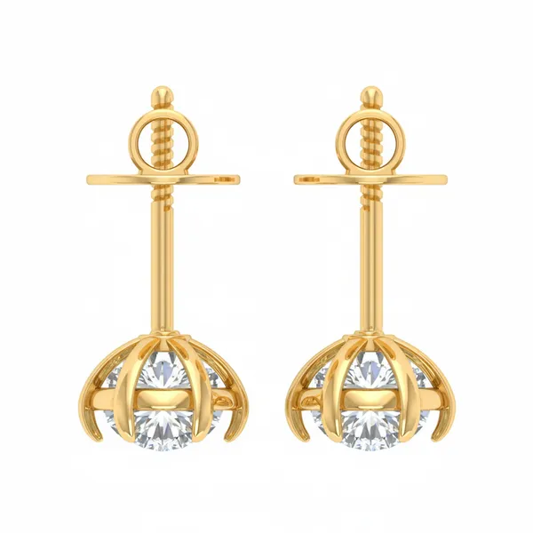 Yasmine Lotus Solitaire Studs - View 4