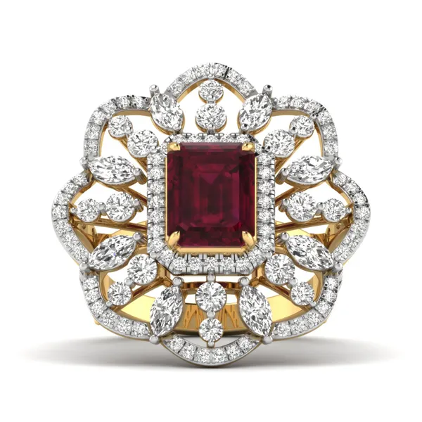 Elegant Floral Diamond Ring - View 2