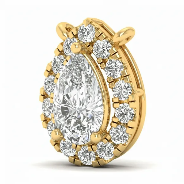 Graceful Floral Diamond Pendant - View 2